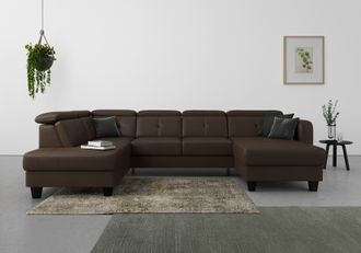 Sit&more Wohnlandschaft »Belluci U-Form« Kopfteilverstellung und Federkern, wahlweise mit Bettfunktion