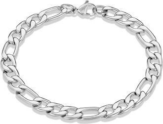 Crucible Jewelry Mens Polished Figaro Chain Bracelet
