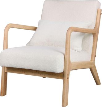 Moloo Sillón en tejido Curly Ecru y madera natural