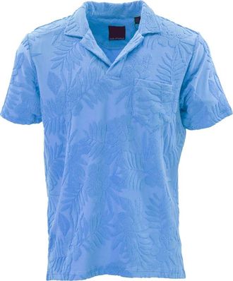 Lords of Harlech Johnny Terry Towel Polo in Farm Floral Terry Blue at Nordstrom, Size X-Large