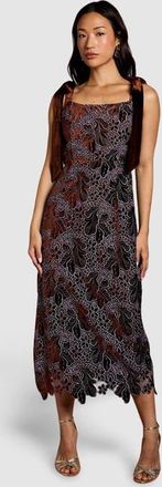 Coast Velvet Lace Tie Shoulder Midi Dress in Toffee at Nordstrom, Size 14