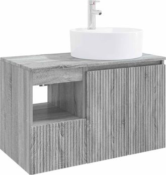vidaXL Juego De Muebles De Ba&ntilde;o 2 Uds. Sonoma Gris Vidaxl