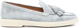 Santoni Blauwe Leren Loafers Casual Flats - Dames - Loafers - Blauw - 39 1/2 EU - Leer - Schoenen