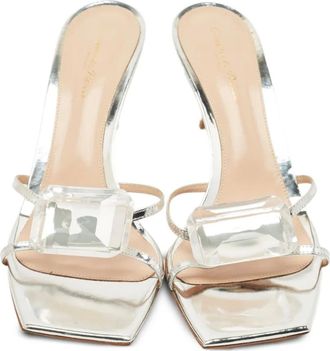 Gianvito Rossi Sandali in pelle con cristalli - Argento