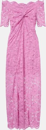 Paco Rabanne Off-shoulder lace midi dress