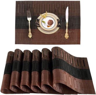 OEM Manteles Individuales, 6 Piezas, 45 X 30 Cm, Impermeables Y Resistentes Aceite, Duraderos, Resistentes Calor, Antideslizantes, Lavables, Marr&oacute;n
