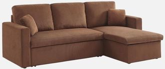 Sweeek Sweeek - Sofá cama de pana de 3 plazas, Ida pana, Óxido, 219x84x68 cm