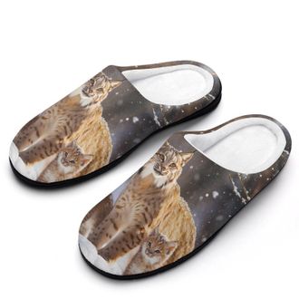 Generic Canada-Lynxs Family Print Womens Slippers Warm House Slippers Indoor House Shoes with Anti-Skid Rubber Sole