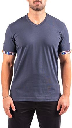 Maceoo Vivaldi Dark Blue V-Neck Cotton T-Shirt at Nordstrom, Size 3