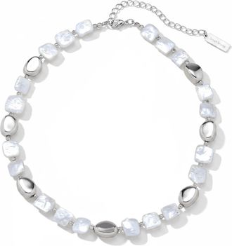 Pompeii3 Pina Square Pearl Silver Necklace