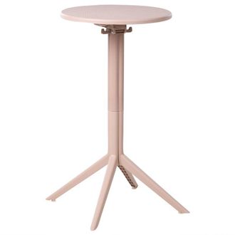 Beliani Bistro Table Beige Syntetic Material 60 x 60 cm Round Flip Top Tabletop Outdoor Resistance Balcony Table LEGRENA
