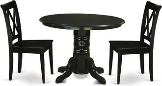 East West Furniture Dining Room Set Black, SHCL3-BLK-W