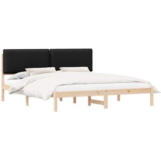 vidaXL Bed Frame with Upholstered Headboard Black 200 x 200 cm vidaXL