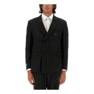 Family Fir$t Milano Blazers, male, Black, Size: M Blazer Double Breast Striped