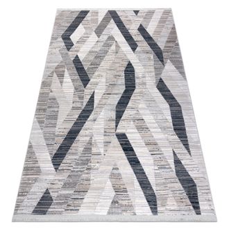 RugsX Rugsx - Alfombra Moderna Rebec Franjas 51166b Geom&eacute;trico - Dos Niveles De Vell&oacute;n Azul Oscuro / Crema Blue 80x150 Cm