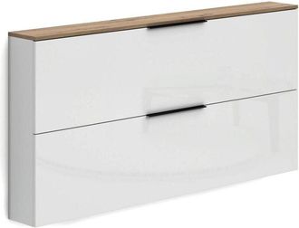 Dmora Scarpiera Achiko, Mobile Portascarpe 12 Paia, 4 Vani Made in Italy, 19x160x80h cm Bianco Lucido