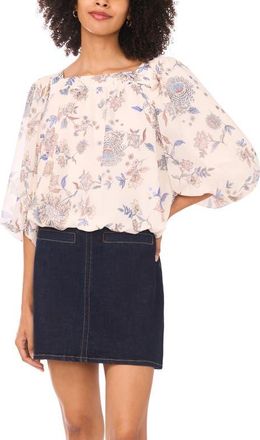 Vince Camuto Square Neck Bubble Top in Vanilla Ice at Nordstrom, Size X-Large P