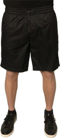 Dolce & Gabbana Korte Broeken, Heren, Zwart, M, Polyester, Zwarte Jersey Trekkoord Shorts