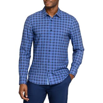 ConStruct Check Woven Long Sleeve Basic in Navy/blue at Nordstrom, Size Xx-Large