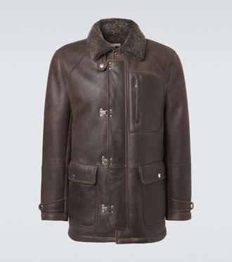 Brunello Cucinelli Giacca in pelle con shearling