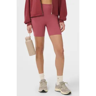 Sweaty Betty Ultimate Move High Waist Pocket Bike Shorts in Sienna Pink Marl at Nordstrom, Size X-Small