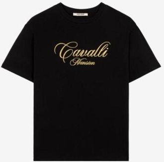 Roberto Cavalli Logo-Embroidered Cotton T-Shirt, Size X-Small
