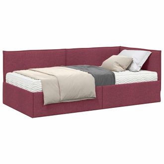 vidaXL Estructura De Cama Esquina Con Colch&oacute;n 2 Pcs Gris Terciopelo Vidaxl