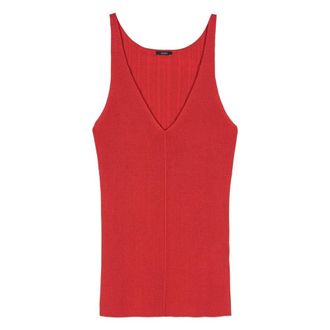 Joseph Rode Satijnen Geribbelde Tanktop - Dames - Tops zonder mouwen - Rood - M - Satijn - Tops