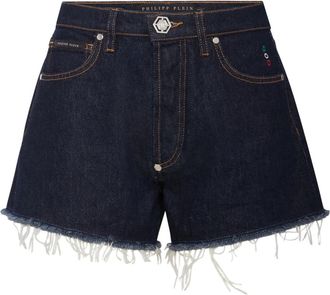 Philipp Plein Denim mini-shorts met logo-applicatie - Dames - Denim shorts - Blauw - W26 - Denim - Korte Broeken