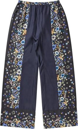 Munthe Elegante Zijden Broek met Bloemenprint - Dames - Wijde Broeken - Veelkleurig - XS - Broeken