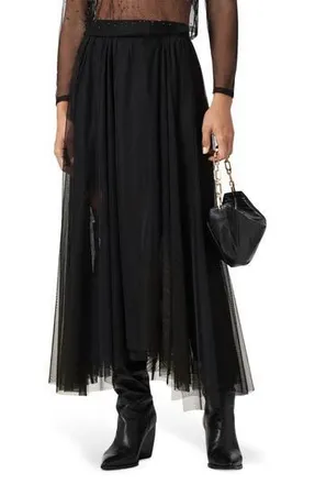 AllSaints Ally Tulle Skirt in Black at Nordstrom Rack, Size 10 Us / 14 Uk