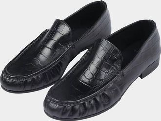 CORDERA Womens Leather Loafer In Rama Crocodile Black