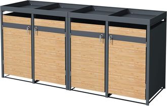 ML Design Cobertizo para 4 cubos de basura 240l acero antracita aspecto alerce