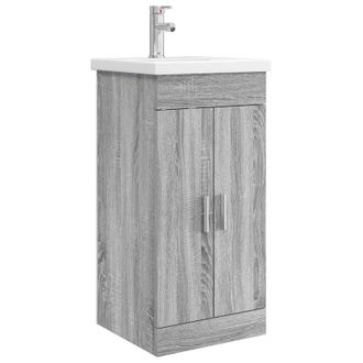 vidaXL Vanidad De Ba&ntilde;o Con Lavabo Sonoma Gris 42 X 40 X 84,5 Cm Vidaxl