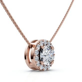 Pompeii3 1/2Ct Diamond Halo Pendant Lab Grown 18 Necklace EF/VS