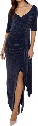 Frank Lyman Design Maxi Wrap Dress With Jewels In Navy