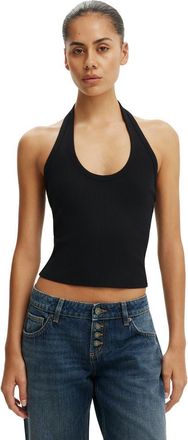 Cotton On Womens Rib Scoop Halter in Black at Nordstrom, Size X-Large
