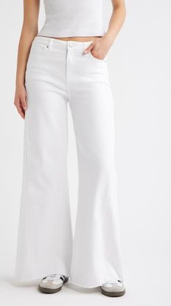 Tractr Raw Hem Wide Leg Jeans in White at Nordstrom, Size 30