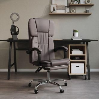 vidaXL Silla De Oficina Reclinable Cuero Sint&eacute;tico Gris Vidaxl