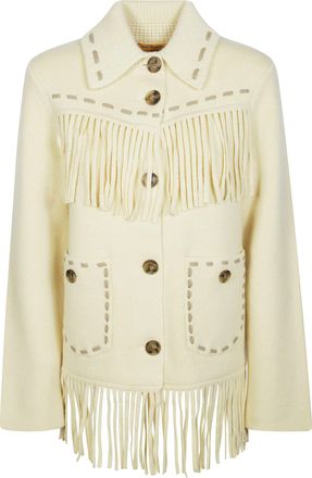 Guest In Residence Western Soft Cream Fringe-Detail Jacket