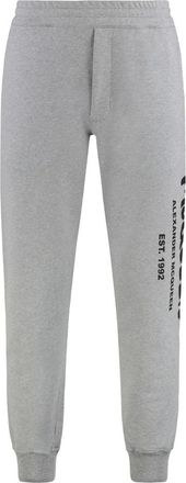Alexander McQueen Grijze Melange Maxi Logo Trainingsbroeken - Heren - Sweatpants - Grijs - 2XL - Katoen - Broeken