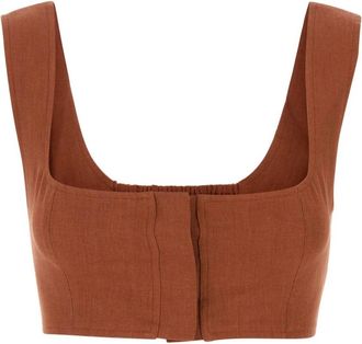 Le Kasha Brick linen Jirja crop-top - Dames - Tops zonder mouwen - Rood - S - Linnen - Tops