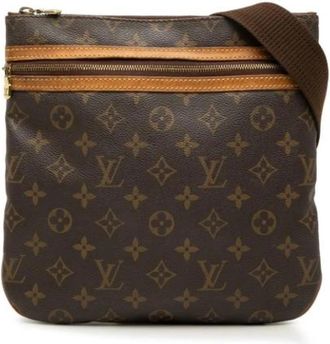 Louis Vuitton Pre-owned Monogram Pochette Shoulder Bag - Dames - Vintage Schoudertas - Bruin - ONE Size - Leer - Vintage