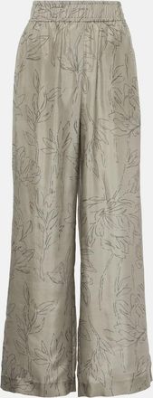 Brunello Cucinelli Floral silk wide-leg pants
