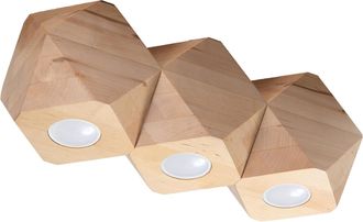 OEM L&aacute;mpara De Techo Savarea 3 Gu10 De Madera Natural Lumilo 10.103.10
