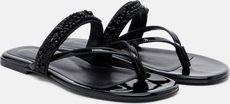 Dries Van Noten Embellished patent leather thong sandals