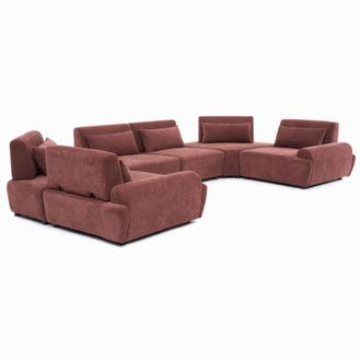 Oviala Sof&aacute; modular esquinero de 6 plazas con respaldo ajustable 462 cm rojo