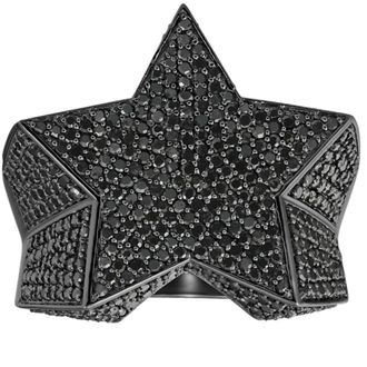 Pompeii3 2Ct Black Diamond Star Mens Ring 10k Black Gold
