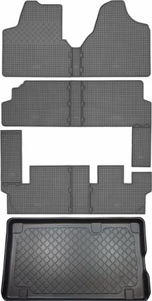 OEM Fiat Scudo Ii Panorama Van (5 Puertas) De 2007 A 2016. Juego: Alfombrillas De Goma Para Coche + Alfombrilla Para Maletero