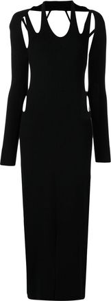 Dion Lee cut out-detail knitted midi dress - women - Merino - S - Black